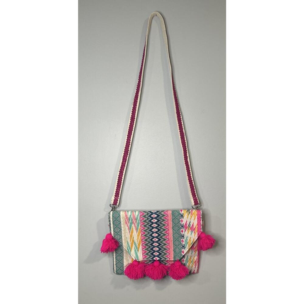Jane Marie Bright Crossbody Bag - Colorful Cotton Canvas Boho Purse 10x8 Inch